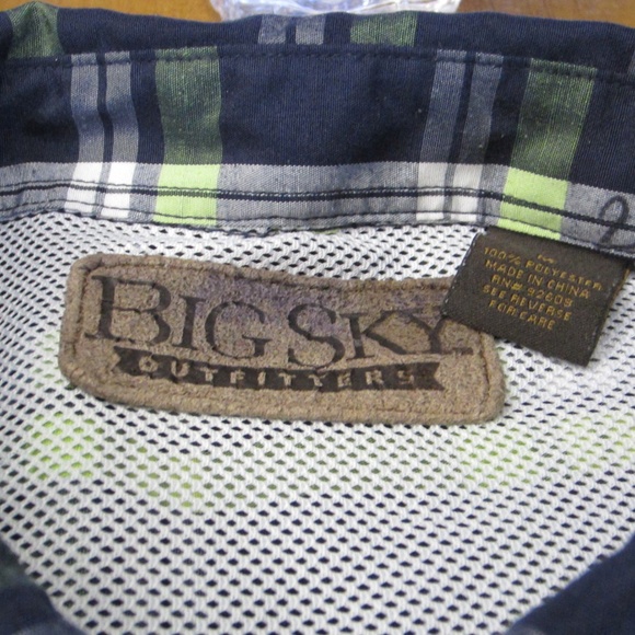Big Sky Outfitters Men’s M Short Sleeve Collared Casual Blue Green Plaid Button - Picture 6 of 7